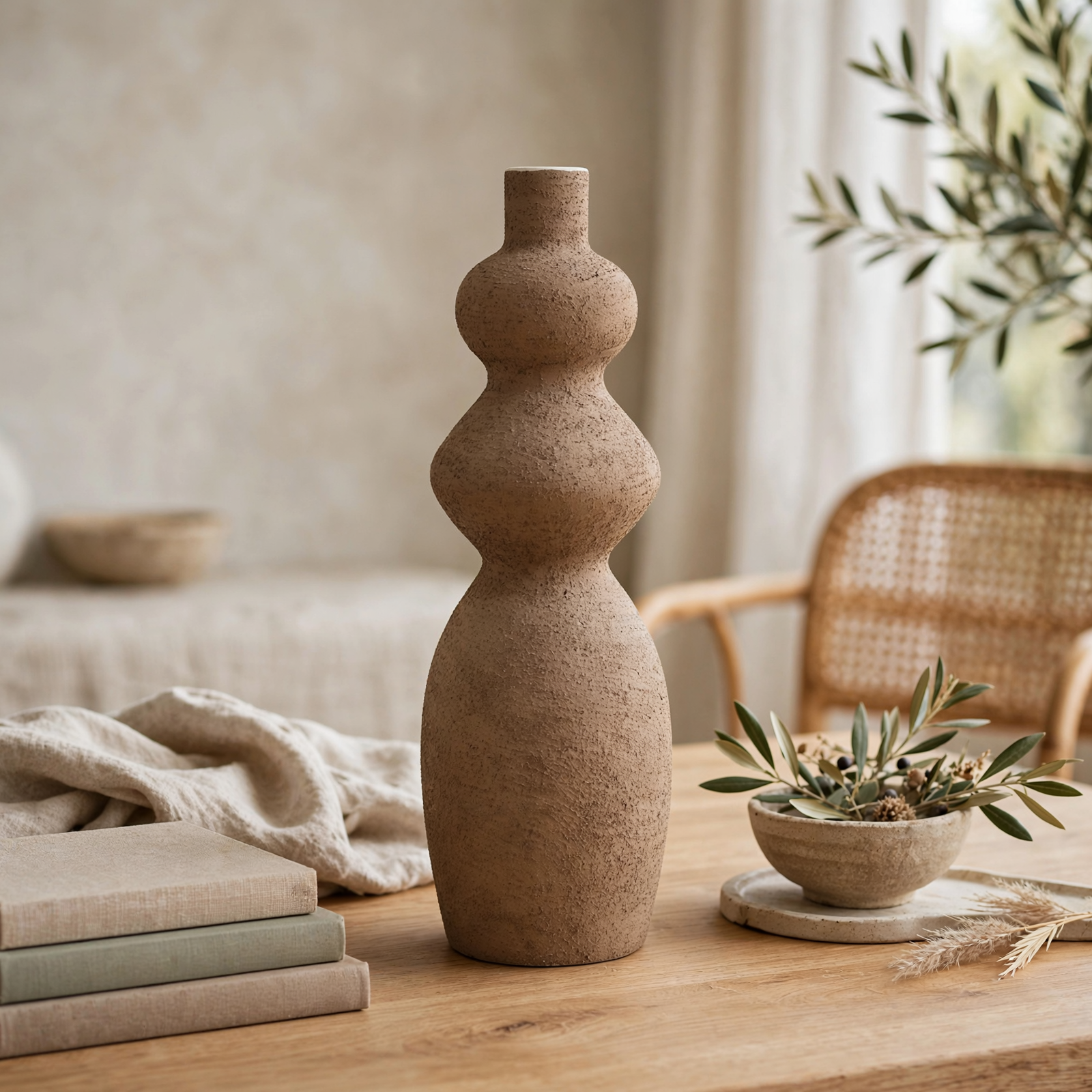 Triple Textured Stacked Tall Vase