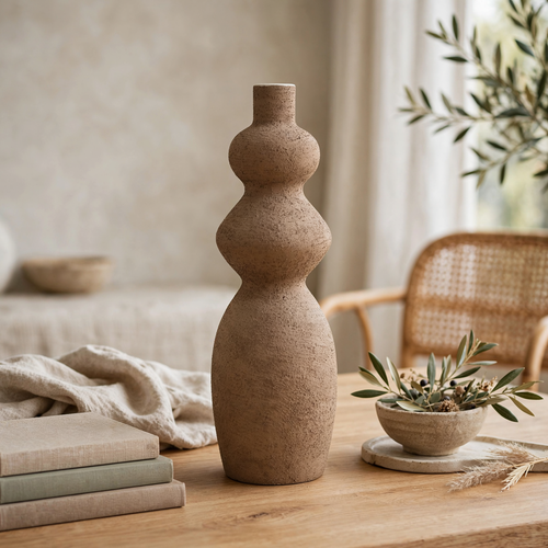 Triple Textured Stacked Tall Vase