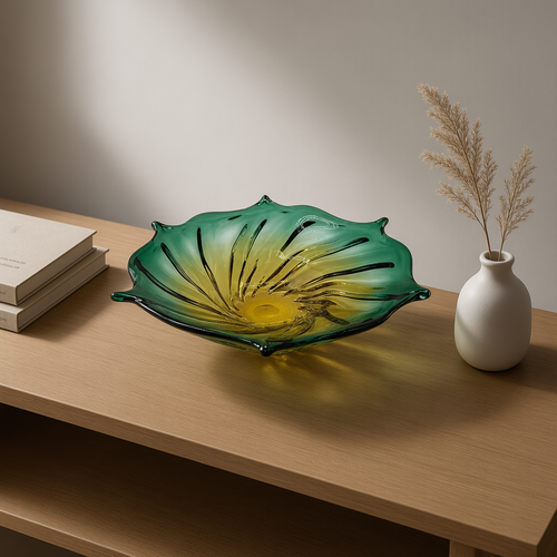 Elegant Solis Swirl Art Glass Centerpiece Bowl