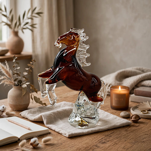 Elegant Glass Rearing Horse Figurine