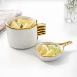 Gold Rim Dipping Sauce Set of 6 with Caddy Holder