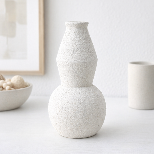 Off-White Textured Gourd Vase