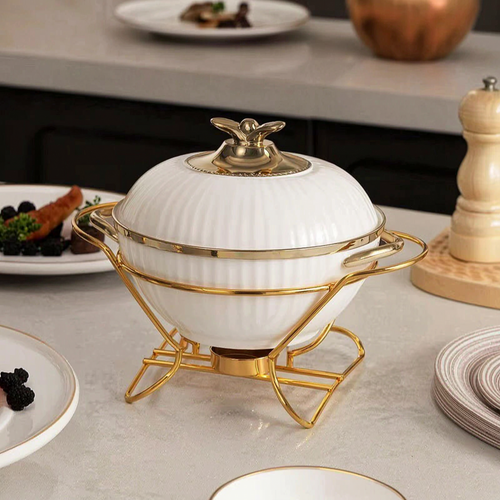 Royal Buffet Chafing Dish with Gold Plated Stand