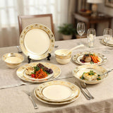 Imperial Cream & Gold Renaissance Border Dinnerware Set 35 Pcs