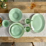 Modern Jade Opal Dinnerware Set with Gold Accents 33 Pcs