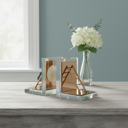 Luxury Crystal & Gold Ladder Bookends
