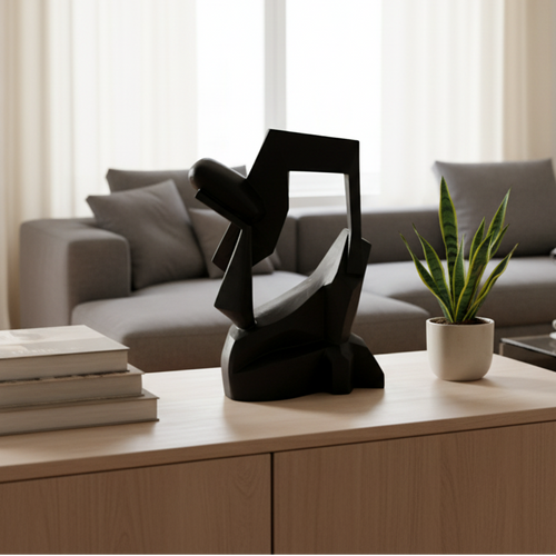 Noir Cubist Geometric Figurine