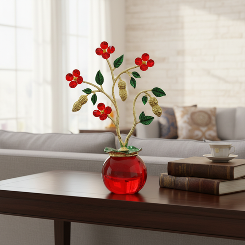 Artisan Crystal Flower & Peanut Tree Showpiece