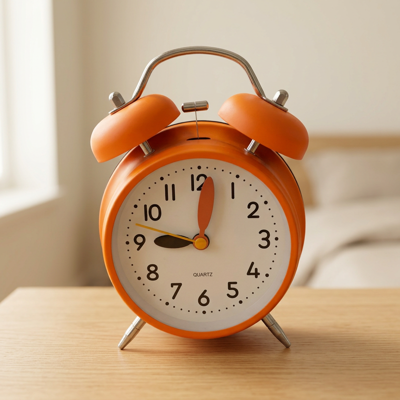 Retro Twin Bell Analog Desk & Alarm Clock