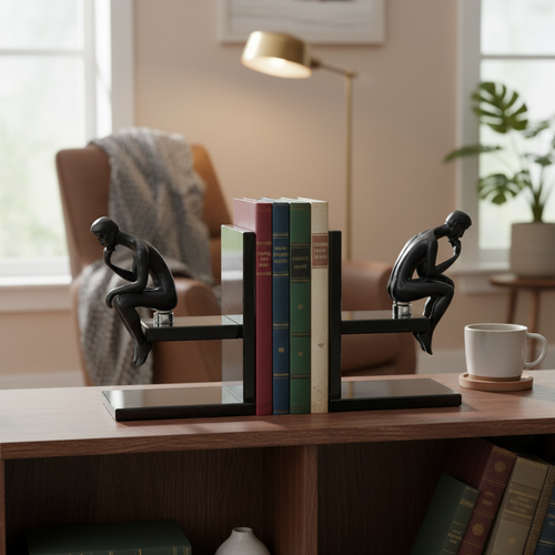 The Thinker Smoked Glass Bookends