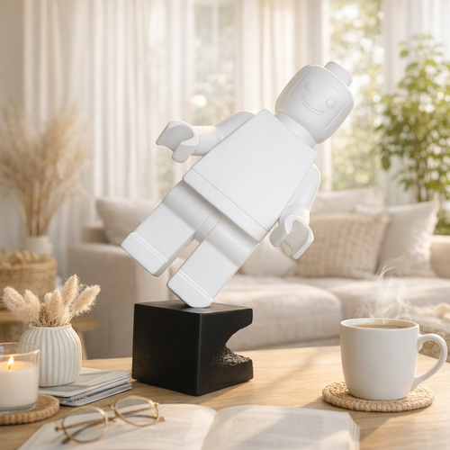 Blockman Matte White Pop Art Sculpture