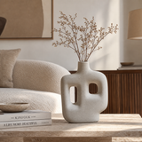 Modern Abstract Decorative Vase – Textured White Finish