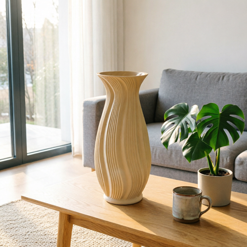 Elegant Ribbed Matte Resin Vase