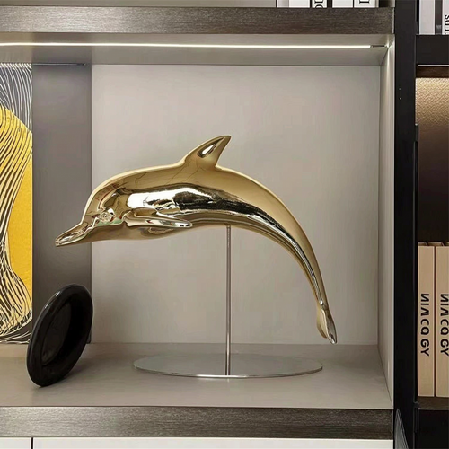 Mariner Metallic Dolphin Sculpture on Stand