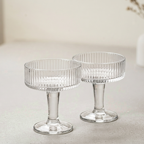 Artisan Ribbed Crystal Dessert Coupe Set of 2