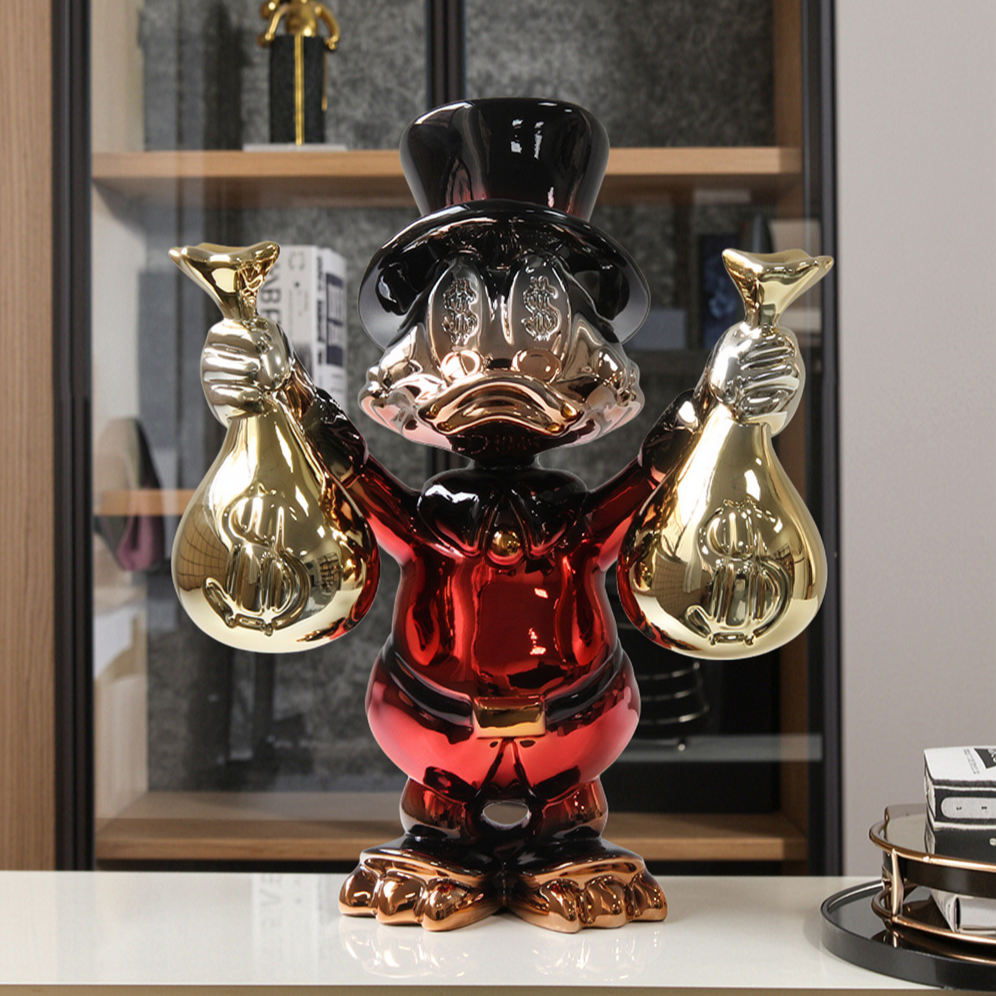 Elegant Fortune Duck Sculpture