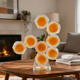 Modern Geometric Amber Glass Sculpture