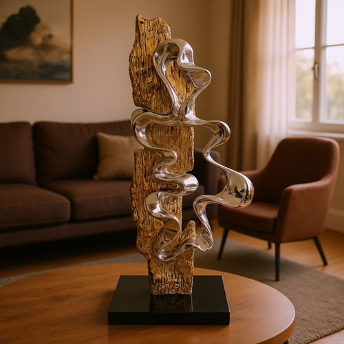 Abstract Fluidity Metallic Sculpture