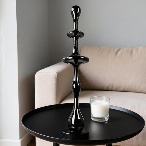 Abstract Black Totem Sculpture