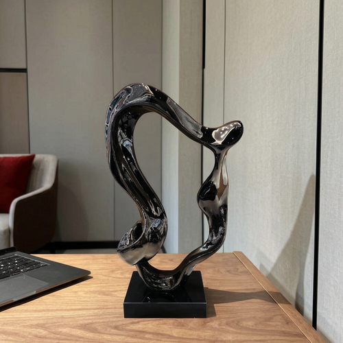 Elegant Black Obsidian Loop Sculpture