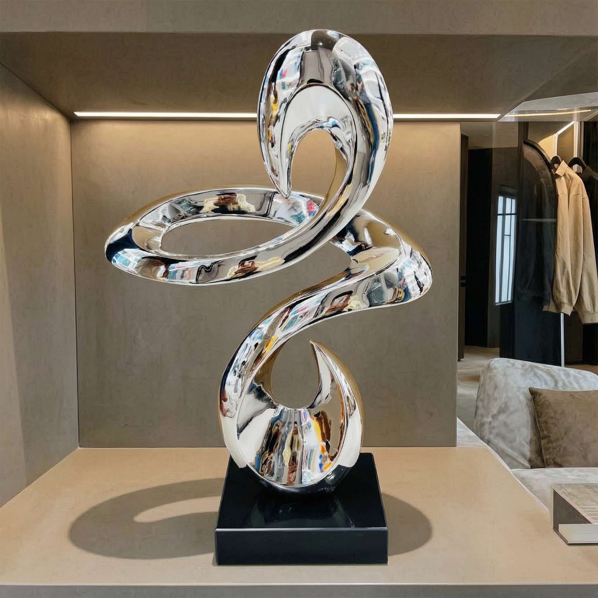 Elegant Infinity Chrome Sculpture