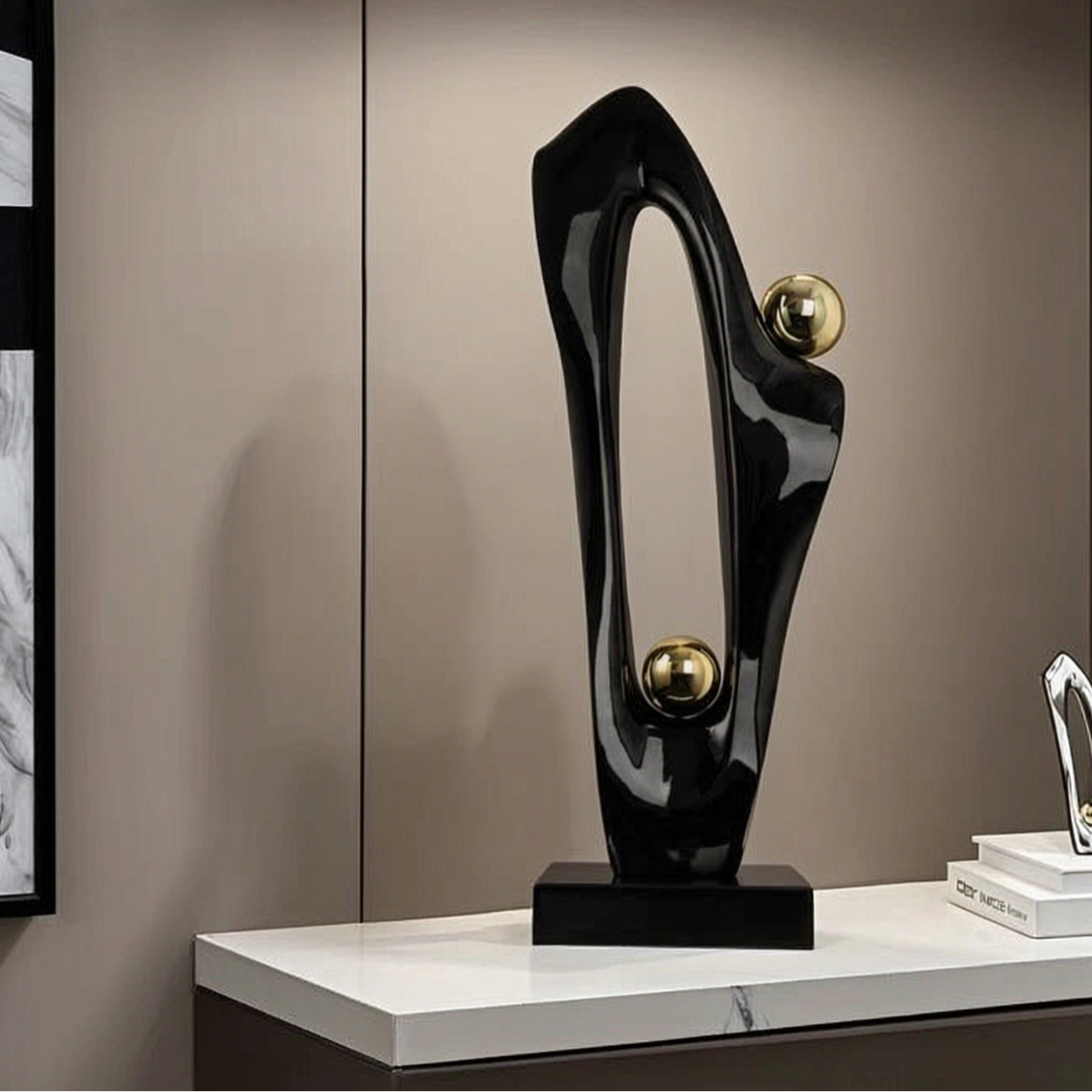Modern Black & Gold Pinball Sculpture