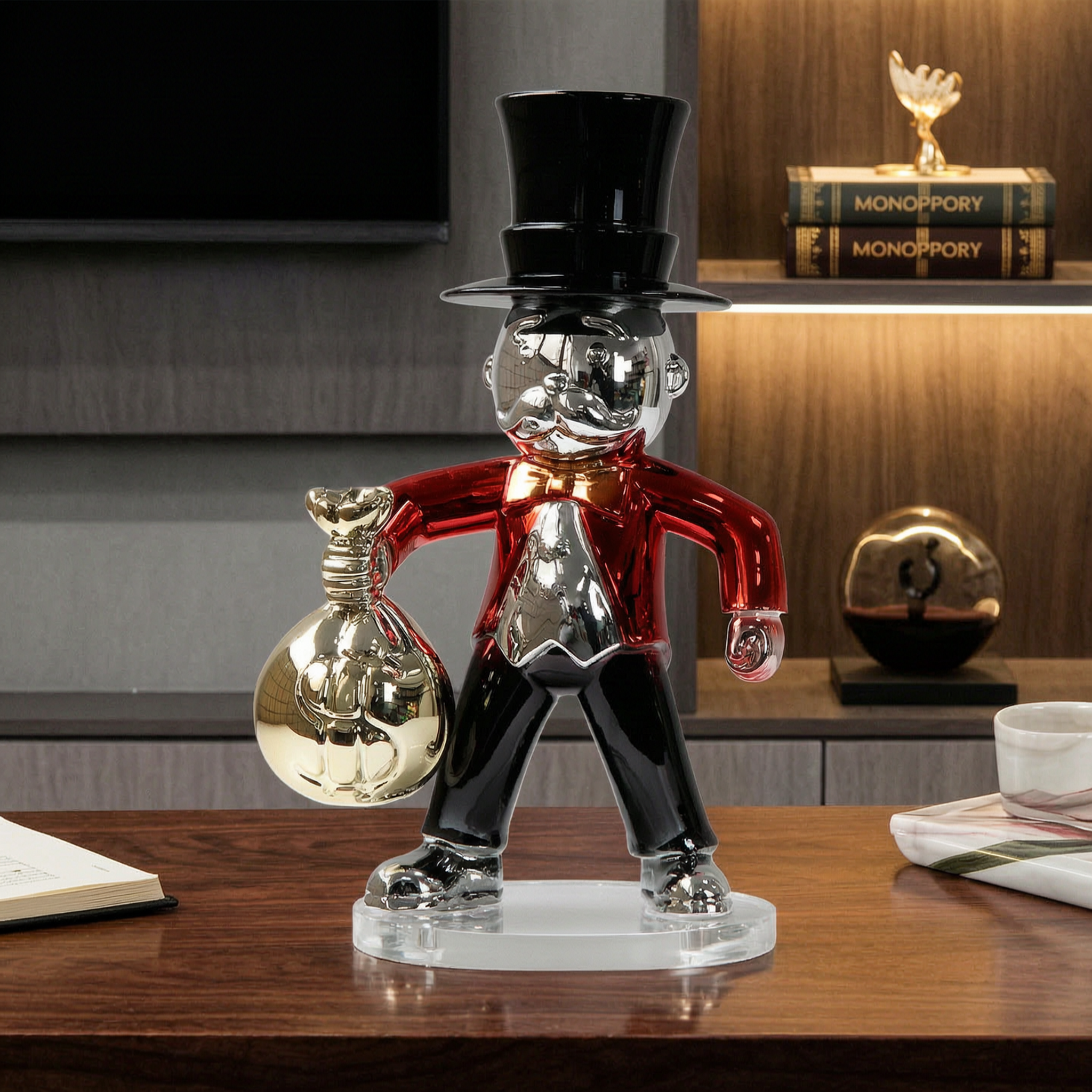 Chrome & Gold Finish Wealth Mascot Statue
