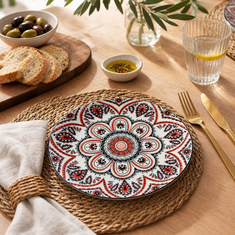 Ottoman Artisan Ceramic Dinnerware Collection – Turkish Floral Motifs