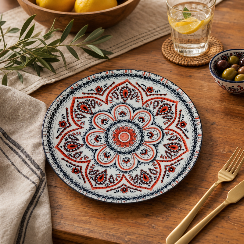 Ottoman Artisan Ceramic Dinnerware Collection – Turkish Floral Motifs