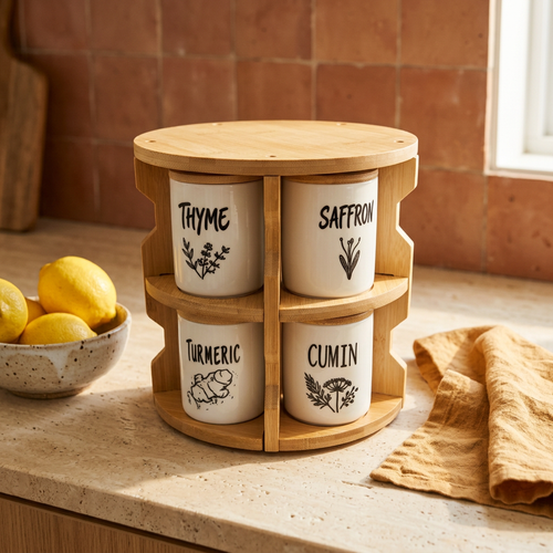 Botanical Printed Ceramic Spice Container Set