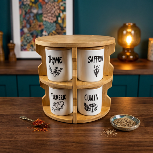 Botanical Printed Ceramic Spice Container Set