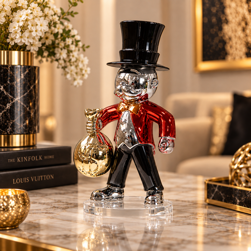 Chrome & Gold Finish Wealth Mascot Statue