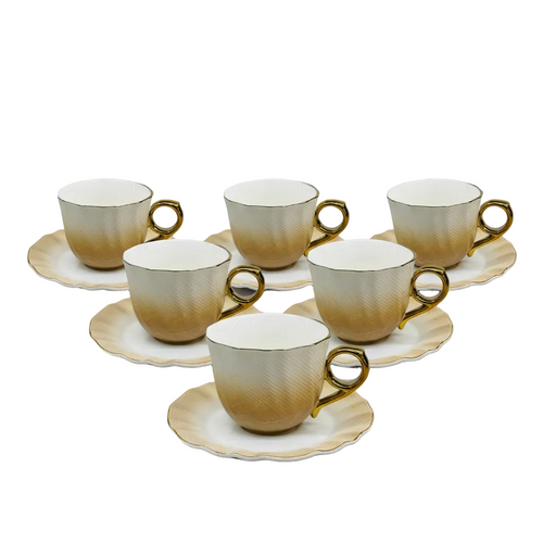 Vintage Orange Tone Cup with Saucer Set of 6