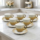 Vintage Orange Tone Cup with Saucer Set of 6