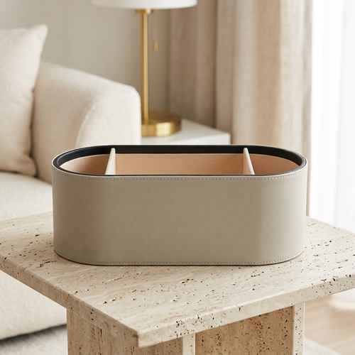 Luxury Oval Tissue Box with Integrated Side Organizer