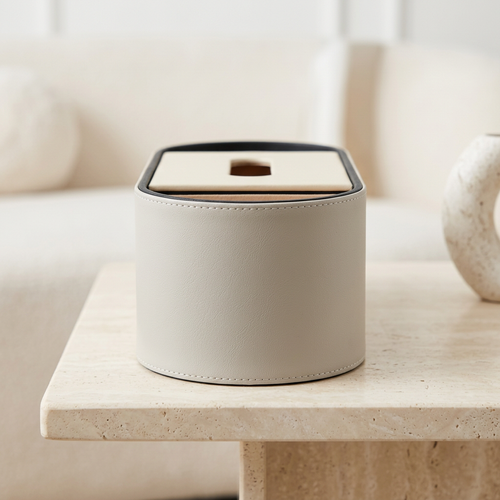 Luxury Oval Tissue Box with Integrated Side Organizer