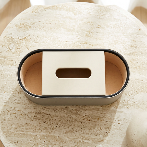 Luxury Oval Tissue Box with Integrated Side Organizer