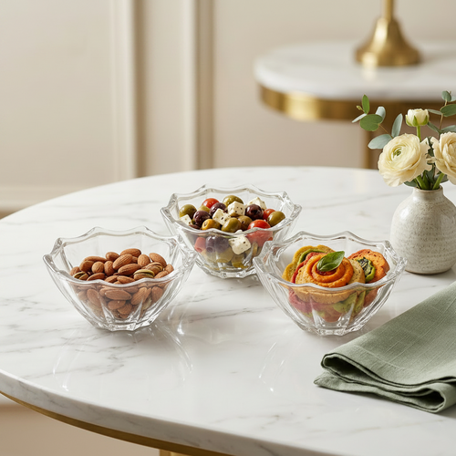 Elegant Crystal Glass Dessert & Snack Bowls Set of 6