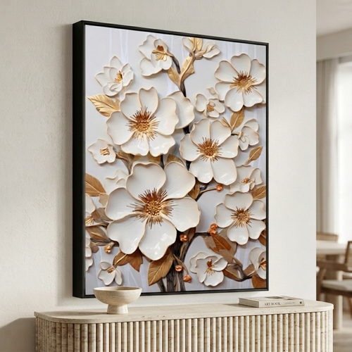 Gilded Blossoms 3D Relief Canvas Art