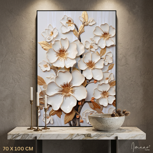 Gilded Blossoms 3D Relief Canvas Art