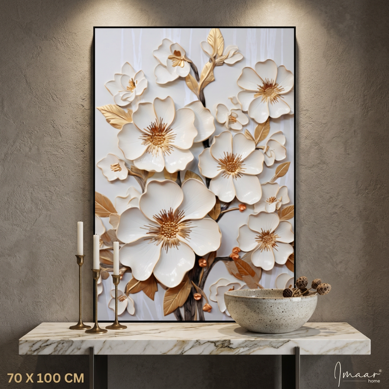 Gilded Blossoms 3D Relief Canvas Art