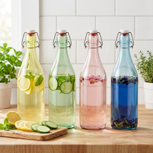 Vintage Tinted Water Carafe with Clip Closure