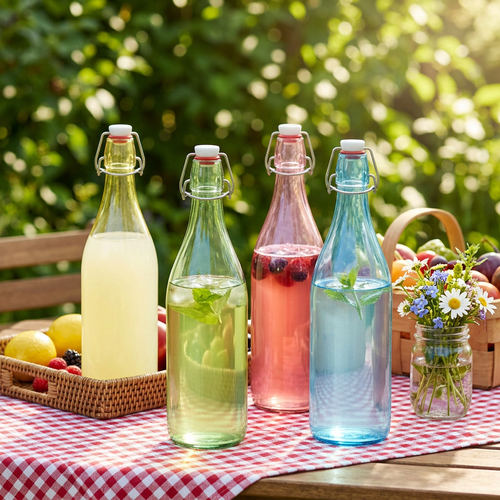 Vintage Tinted Water Carafe with Clip Closure