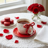 3D Ribbon Bow Ceramic Cup & Wavy Saucer Set