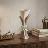 Trumpet Vase with Pastel Ribbon Accent