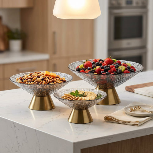 Imperial Wave Pedestal Bowl Set of 3