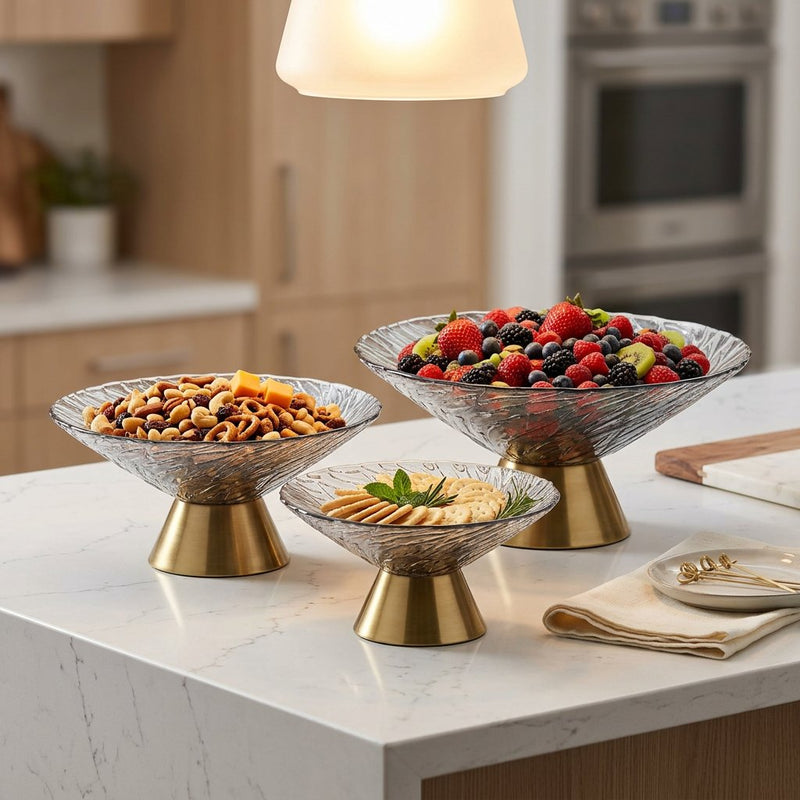 Imperial Wave Pedestal Bowl Set of 3
