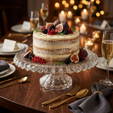 Elegant Scalloped Glass Cake Stand with Gold Trim