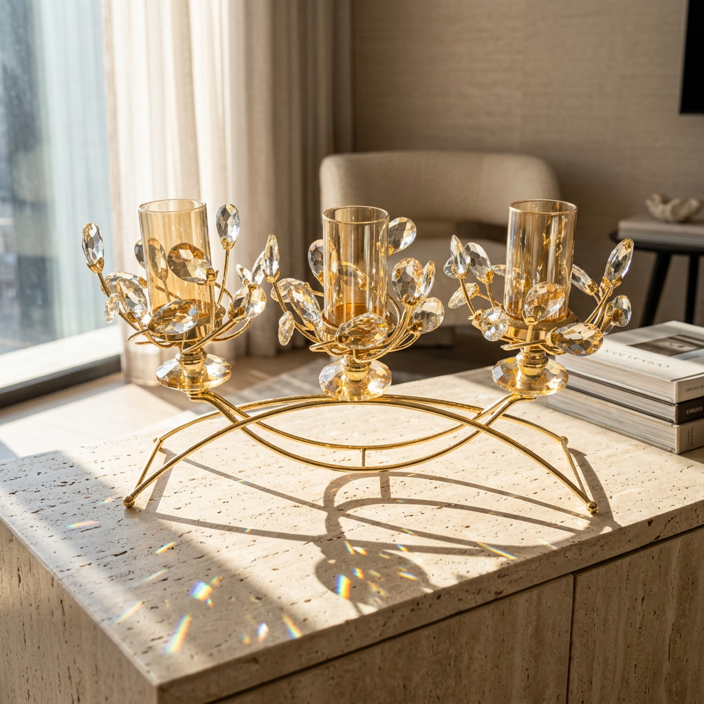 Vintage Ornate Gold Arch Candle Holder