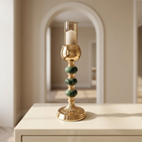 Polished Gold & Emerald Green Marble Candle Holder